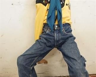 1067	YOUNG BOY MANNEQUIN CLOTHED IN VINTAGE LEVIS SELVEDGE JEANS W/ BIG E, COWBOY BOOTS, H BAR C CALIFORNIA RANCHWEAR WESTERN SHIRT, BOLLO TIE W/ SADDLE CLIP A SCARF & A VINTAGE RODEO PIN. APP. 45 IN TALL MANNEQUIN MAY SUFFER LOSSES TO BODY/FACE
