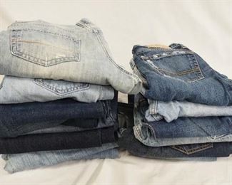 1074	LOT OF 14 PAIRS OF ABROCROMBIE & FITCH JEANS. VARYING DEGREES OF WEAR
