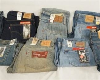 1080	LOT OF NINE PAIRS OF LEVIS JEANS NEW W/ TAGS. ALL HAVE A 38 IN WAIST SIZE 

