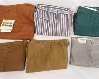 1093	LOT OF SIX PAIRS OF VINTAGE PANTS INCLUDING HONDO SIZE 12, KEY-MAN SIZE 29 X 29,  TWO BLUE BELL BOTH SIZE 10, SPLINTERS (SIZE UNKOWN WAIST MEASURES APP. 23 IN) ONE PAIR BOTH SIZE & MAKER IS UNKNOWN WAIST MEASURES APP. 24 IN 
