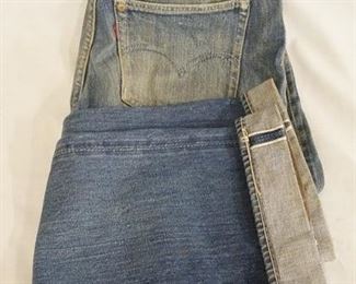 1136	PAIR OF VINTAGE LEVIS JEANS SELVEDGE JEANS W/ BIG. WAIST MEASURES APP. 28 IN 
