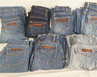 1150	LOT OF SEVEN PAIRS OF VINTAGE LEVIS JEANS. ALL ARE YOUTH SIZES. VARYING DEGREES OF WEAR 
