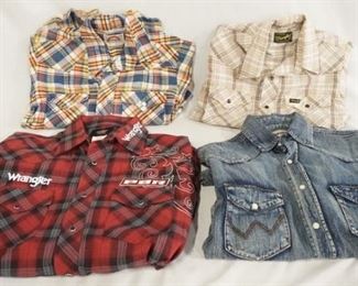 1157	LOT OF FOUR BUTTON UP WRANGLER SHIRTS
