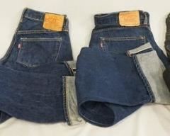 1170	LOT OF FOUR PAIRS OF SELVEDGE LEVIS JEANS, ALL HAVE 555 STAMPED ON THE REVERSE OF THE TOP BUTTONS. SIZES ARE 36 X 34, 28 X 32, 32 X 34, & 30 X 34. VARYING DEGREES OF WEAR 

