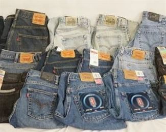 1177	LOT OF 19 PAIRS OF SHORTS. ALL BUT ONE (WRANGLER) ARE LEVIS. LOT INCLUDES BOTH ADULT & YOUTH SIZES. LOT ALSO INLCUDES THREE PAIRS OF SILVER TAB LEVIS SHORTS
