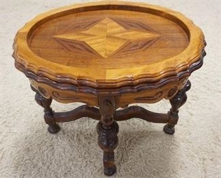 1024	WALNUT CARVED OCCASIONAL TABLE W/INLAID RECESSED TOP, 26 IN X 20 IN X 22 IN HIGH
