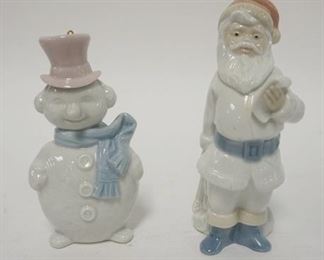 1029	LLADRO SANTA & SNOWMAN CHRISTMAS ORNAMENTS, SANTA IS 4 3/4 IN HIGH
