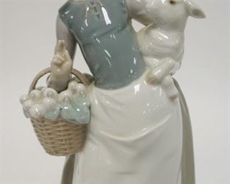 1042	LLADRO GIRL W/LAMB & ONION BASKET, 10 IN HIGH
