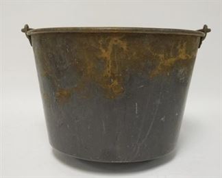 1068	BRASS JELLY BUCKET W/WROUGHT IRON HANDLE, 14 1/2 DIAMETER, 11 IN HIGH
