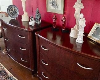 two large matching chests ad matching marble lamps