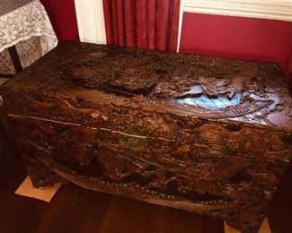 a glorious carved wooen chest