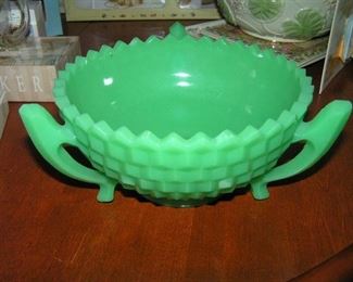 green glass bowl