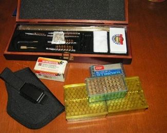 gun cleaning kit plus 22 ca.  ammo and small gun case