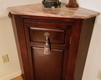 Homemade Corner Cabinet/Marble Top (34" wide Corner to Corner at furthest point)  Great workmanship!