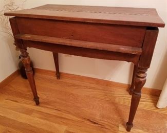 Antique desk with lift up/fold back top
