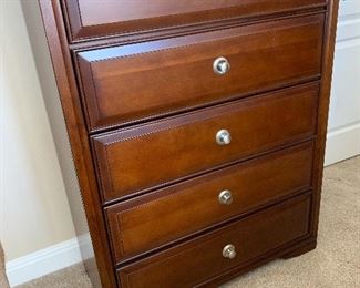 $325- Five drawer highboy chest 