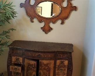 $675- exquisite painted entry console cabinet 