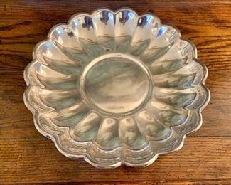 $20; Reed & Barton scalloped silverplated platter; 13” diameter; as is 