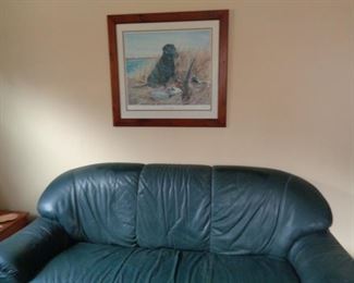 Leather sofa, Hunting & Dog Artwork