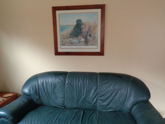 Leather sofa, Hunting & Dog Artwork