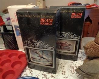 Jim Beam Stamp Series Decanters, NIB, with Beam Bourbon