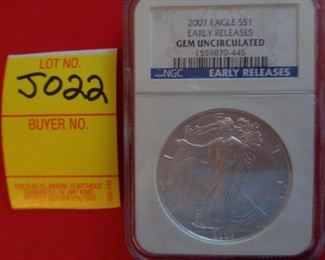 2007 NGC Slabbed Silver Eagle Coin