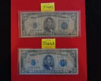 1934 $5.00 Silver Certificates Currency