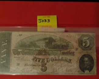 Confederate States of America $5.00 1864
