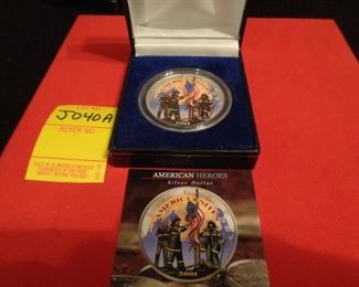 American Heroes Painted Silver Dollar 2001 9/11 Coin