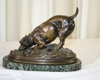 bronze sculpture on marble by French sculptor Pierre Jules(P.J.)  Mene, measures 8" wide - asking $495