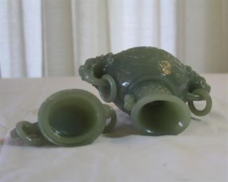 Chinese Jade jar with lid - measures 6 3/8" tall, 5 1/4" wide - asking $595.