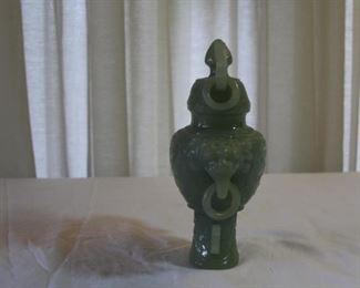 Chinese Jade jar with lid - measures 6 3/8" tall, 5 1/4" wide - asking $595.