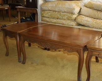 Baker Furniture - French Carved Burl coffee table with end tables - asking $495