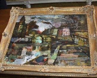 original oil painting on canvas Paris by Olivier Foss  - measures 18" x 22"  - asking $950