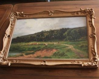 19th Century original oil painting on canvas by artist James Peele - measures 12" x 18" frame 15 3/4" x 21 1/2" - asking $525.