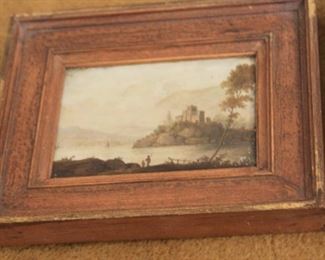 pair of small 19th c. paintings on board - asking $250 for the pair 
