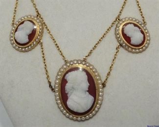 Triple cameo necklace