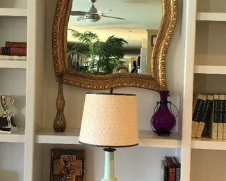 another one of the pair of non linear mirrors and one of a pair of celadon lamps
