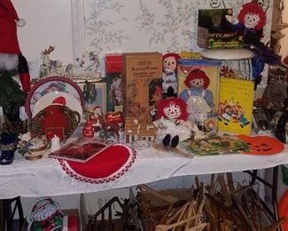 More holiday , Christmas and Halloween blow molds , Raggedy Ann dolls