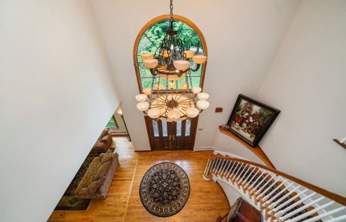 Wilshire Mfg. Co -Large Natural Alabaster chandelier -2 tier, 18 arm- oil brushed bronze.