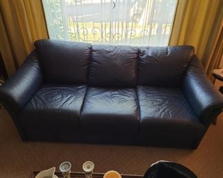 Dark Blue Leather Couch