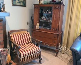 Antique chair  and Antique Cabinet