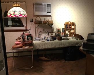 Baskets,candles, old kitchenware
