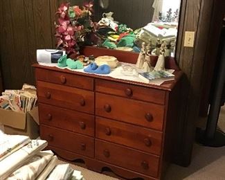 Vintage Wood Dresser with Mirror 