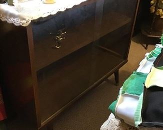 Mid Century Console with Sliding Glass Doors. 