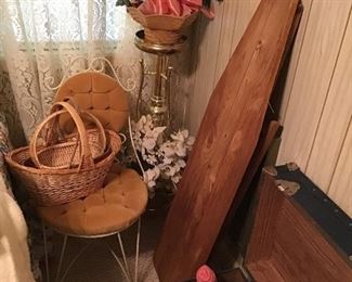 Wood Ironing Board, Metal vanity Chair in Yellow 