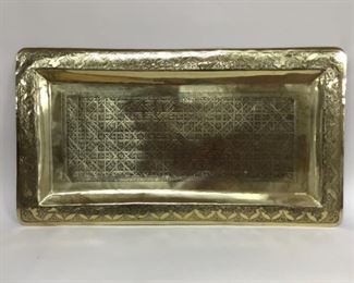 Moroccan Etched Brass Tray 