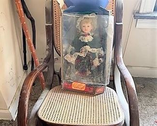 Bentwood  rocker ..... lot's of dolls and toys in this sale !!