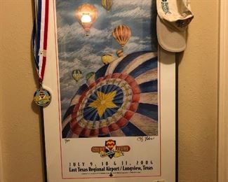 Great Texas Balloon Race poster (2004), medal & hat