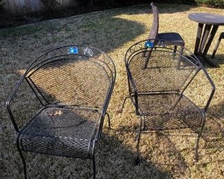 2 Black wire outdoor chairs